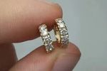 Women 2Ct Round Lab Created  Diamond Huggie Hoop Earrings 14K Yellow Gold Plated