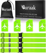 4 Adjustable Luggage Straps and 4 Name Tags  Extra Strong Safety Suitcase Straps