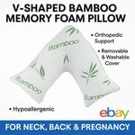 V-Shaped Memory Foam Bamboo Pillow Filled Orthopedic Back Neck Maternity Support