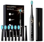 HAUSPRO Sonic Electric Toothbrush Luxury Black Gold 8 heads 5 Modes USB Case