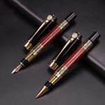Luxury Fountain Pen in Black and Gold and 10 Ink Cartridges Set - 0.7mm Nib UK