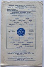Blackburn Rovers v Barrow League Cup 2nd Round 14th September 1966