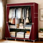 Large Fabric Canvas Wardrobe with Clothes Hanging Rail Shelving Storage Closet