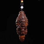 4.0-IN Vintage Japanese Netsuke Old Boxwood Carved Demon Slayer Feng Shui Statue
