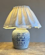 Vintage Blue White Chinese Ginger Jar Pot Asian Table Lamp Double Happiness