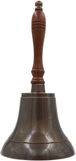 11" Solid Brass Hand Bell School Bell with Wood Handle Call Service Bell A7