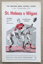RUGBY LEAGUE CHAMPIONSHIP FINAL PROGRAMME ST HELENS V WIGAN 1971