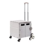 75L Large Folding Boot Cart Shopping Trolley Fold Up Storage Box Stair-Climbing