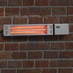 Wall Mount Patio Heater 1500w Electric 2 Setting Golden Tube Remote Control IP55