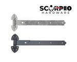 Heavy Reversible Gate Hinge Garage Stable Barn PAIR Galvanised Black Inc Fixings