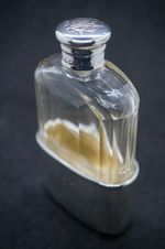Antique Solid Sterling Silver And Glass Hip Flask. 1875, Joseph Walton, 36g.