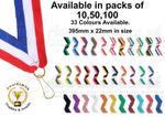 Medal Ribbons in pack of 10,50,100. Available in 33 colours Great Value!!!!