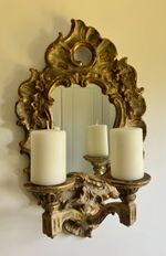 Giltwood Baroque/Rococo Mirror with Candle Sconces