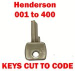 2 x Henderson 001 to 400 Garage Door Replacement Keys Cut to Code
