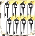 25m Garden Lights Mains Powered, 8 in1 Spike Lights, Spotlights Mains Waterproof