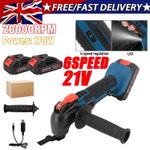 6-Speed 21V Cordless Oscillating Multi Tool - Sander/Scraper/Saw 2 Battery