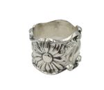 Antique Art Nouveau Sterl. Silver Floral Repousse Napkin Ring Monogram 24g *READ