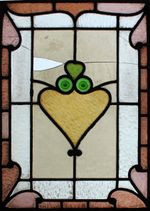 PRETTY VICTORIAN RONDELS ANTIQUE STAINED GLASS WINDOW