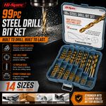 HSS Drill Bit Set for Metal, Wood, Plastic With Case 1mm-10mm Bits 99Pcs Hi-Spec