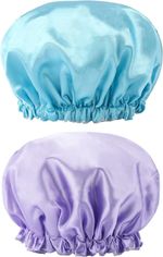 Eco-Friendly 32CM Elastic Shower Caps for Women - 2PCS Long Hair Protection