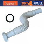 White Flexible Basin Sink Waste Pipe Trap 1 1/2' 40mm Bathroom Kitchen Syphon