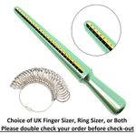 UK Ring Sizer Mandrel Finger Gauge Measuring Tool Stick Jewellery Metal Green
