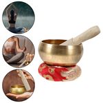 Tibetan Singing Bowl Set F/Meditation Sound Chakra Yoga with Wooden Stick Mat