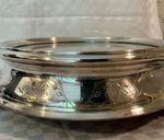 Silver Plated Wedding Cake Stand mirrored, uninitialed cartouch, with wooden box