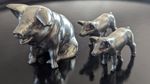 Set Of Silver Solid  Pigs