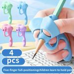 4Pcs Ergonomic Pencil Grips Posture Correction Handwriting Aid Kids Soft Rubber