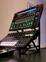 Raised Two Tier Double Roland Aira Stand MX-1 MC-707 TR-8S TR-8.  Quad-Braced.