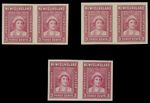 1938 CANADA-NEWFOUNDLAND QUEEN ELIZABETH 3 PAIRS PROOFS ON BOOKEND PAPER UN.#246