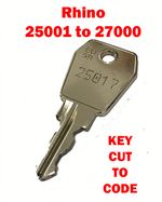 2 x Rhino Roof Tube / Pipe Keys Cut to Code, Codes 25001 to 27000 - FREE P&P