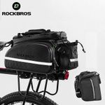 ROCKBROS Bike Rear Rack Pannier Bag Waterproof Carbon Leather Trunk Pack 10L/35L
