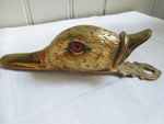 Rare Original Victorian Novelty Bird's Head Brass Paper Clip Glass Eyes VGC