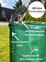 Garden Waste Bags With Handles 120L Heavy Duty Log Bags 45x45x60CM Refuse Sacks