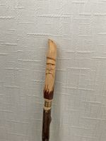 Hand Carved Holly Walking Staff with sycamore wizard topper