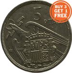 5 PESETAS SPANISH COIN - CHOICE OF DATE FROM 1949- 1989 - SPAIN (LARGE & SMALL)
