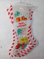 Vintage Large Merry Christmas Stocking Gift Bag Plastic Festive Decoration