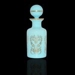 French Antique Portieux Vallerysthal Turquoise Opaline Glass Perfume Bottle VGC