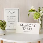 ANGEL & DOVE 2 Funeral Memory Table Sign Set (Ivory) - Condolence Book, Memorial