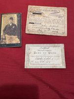 antique blue ribbon army memorabillia from 1800s  signed  "Collet" promise cards