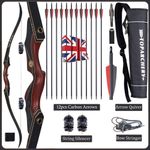 Archery 60" Takedown Recurve Bow Wooden Riser Arrows&Quiver Adult Hunting Target