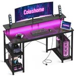 Gaming Desk with LED Lights, 120x50 cm, Carbon Fiber Black
