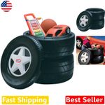 Stackable Toy Chest - Racing Tire Design, 20L Waterproof Storage, Kids' Playroom