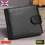 Mens RFID Blocking Genuine Leather wallet , Men Wallet with Snap Button