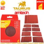 40x AMTECH Mixed Grit Aluminium Oxide SQUARE Sanding Sheet Set Sandpaper Tool UK