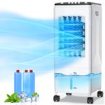 Portable Air Cooler Fan, 3-in-1 Evaporative Cooling with 6L Tank & Ice Packs,
