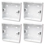 PACK OF 4 PRESSAC SINGLE GANG WHITE 22MM BACK BOXES FOR TELEPHONE OR NETWORK USE