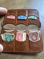 Vintage Leather Stamp Wallet Holder With King George VI Stamps